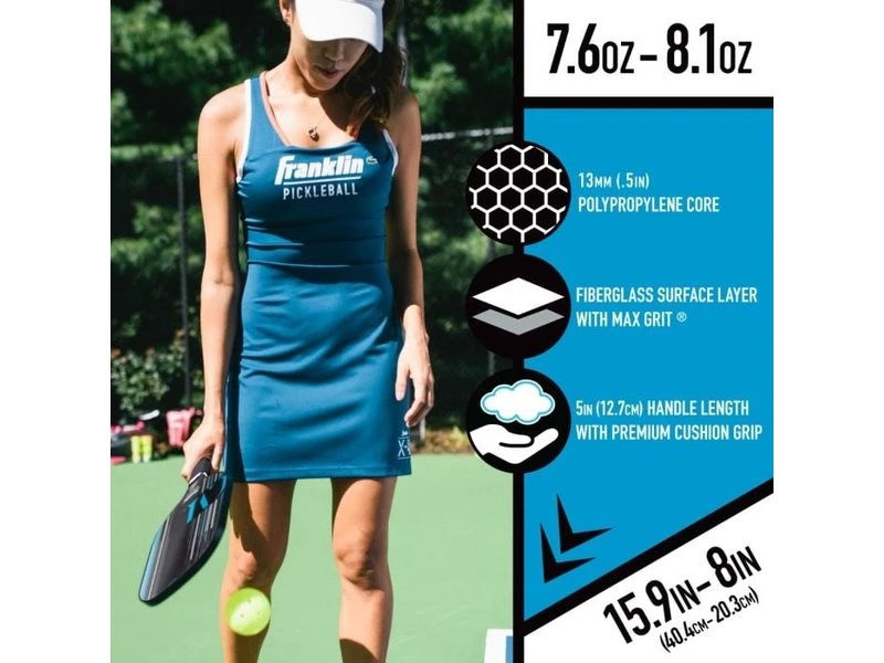 Franklin Christine McGrath 13mm Signature Pickleball Paddle Black/Blue 6 Franklin Christine McGrath 13mm Signature Pickleball Paddle Black/Blue - Image 4