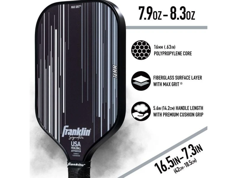 Franklin Signature Pro 16 Mm Pickleball Paddle Black 8 Franklin Signature Pro 16 Mm Pickleball Paddle Black - Image 6