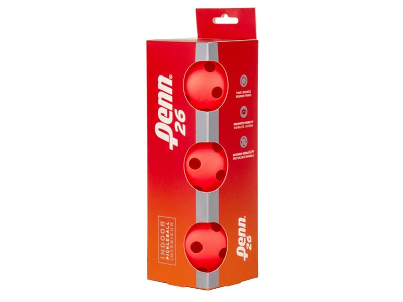 Penn 26 Indoor Pickleball X3 Red 4 Penn 26 Indoor Pickleball X3 Red - Image 2