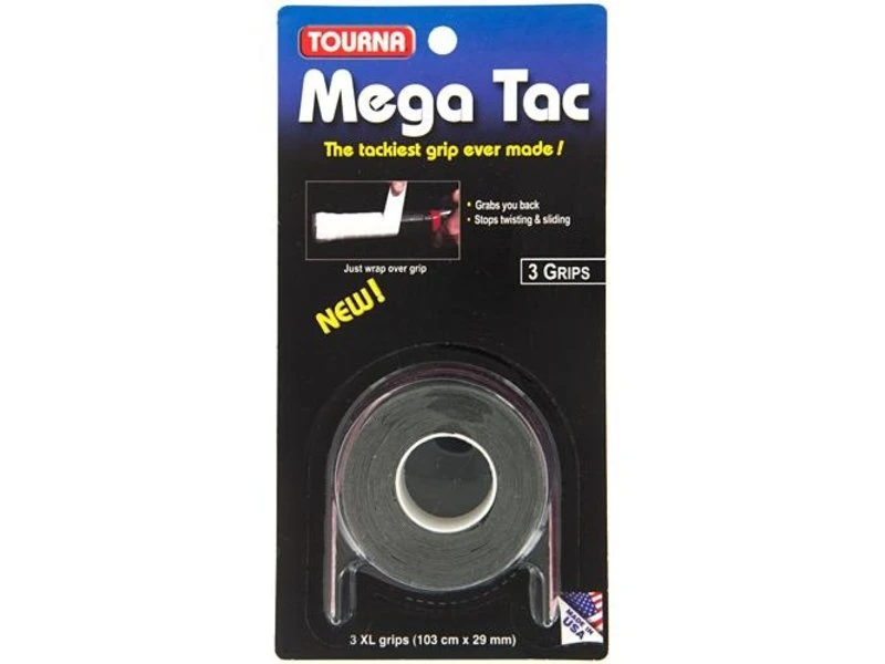 TournaGrip Mega Tac Overgrip 3 Pack Black 3 TournaGrip Mega Tac Overgrip 3 Pack Black